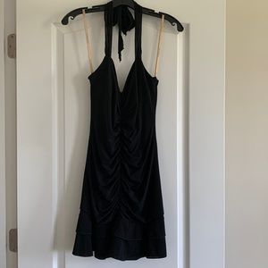 BCBGMAXAZIRA black ruched halter dress, size medium